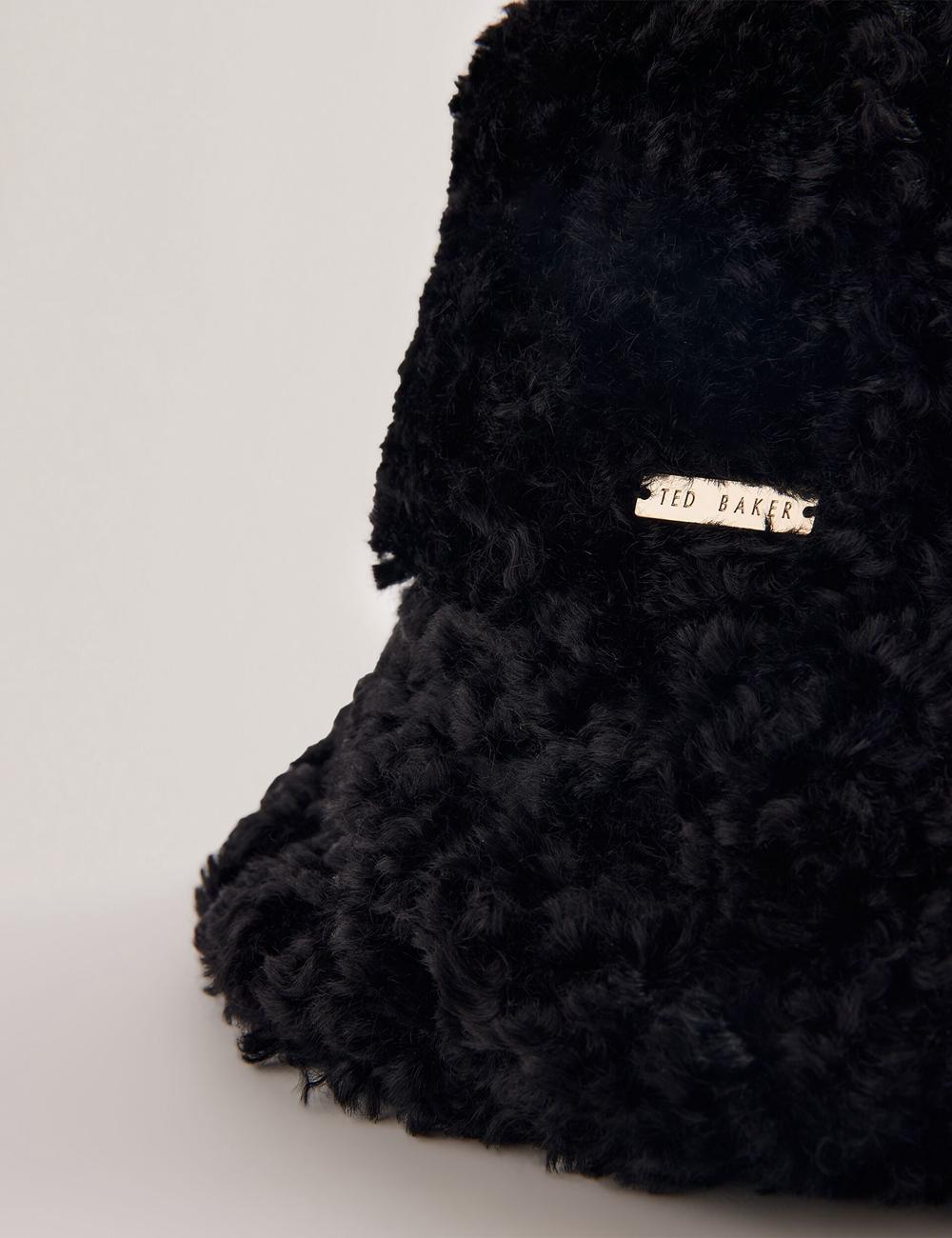 Black Ted Baker FLUFFYI - Faux Shearling Wide Brim Women Bucket Hats | Ireland  2359-EDBUH