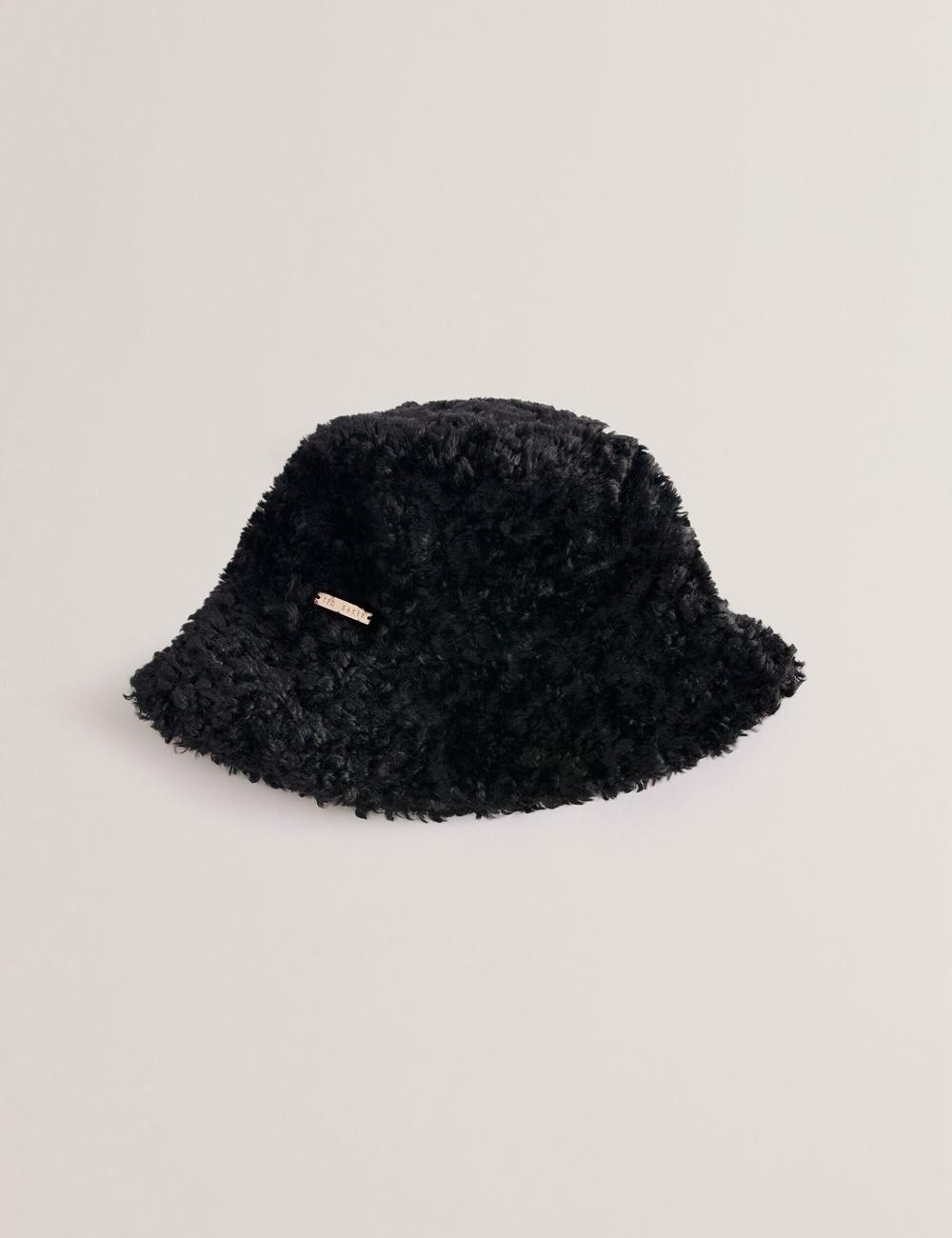 Black Ted Baker FLUFFYI - Faux Shearling Wide Brim Women Bucket Hats | Ireland  2359-EDBUH