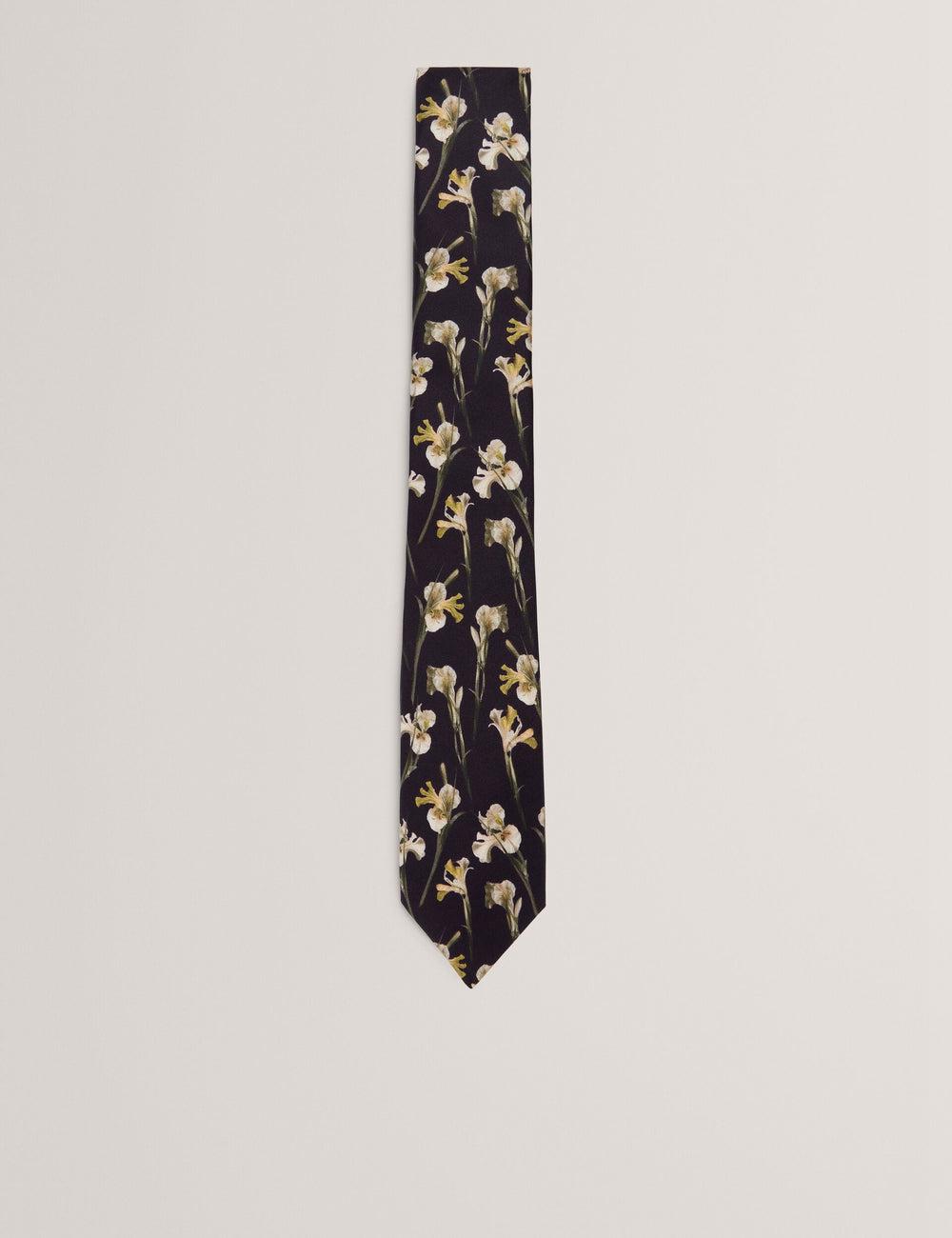 Black Ted Baker FRINTON - Orchid Floral Print Silk Men Ties | Ireland  0289-LRTQE