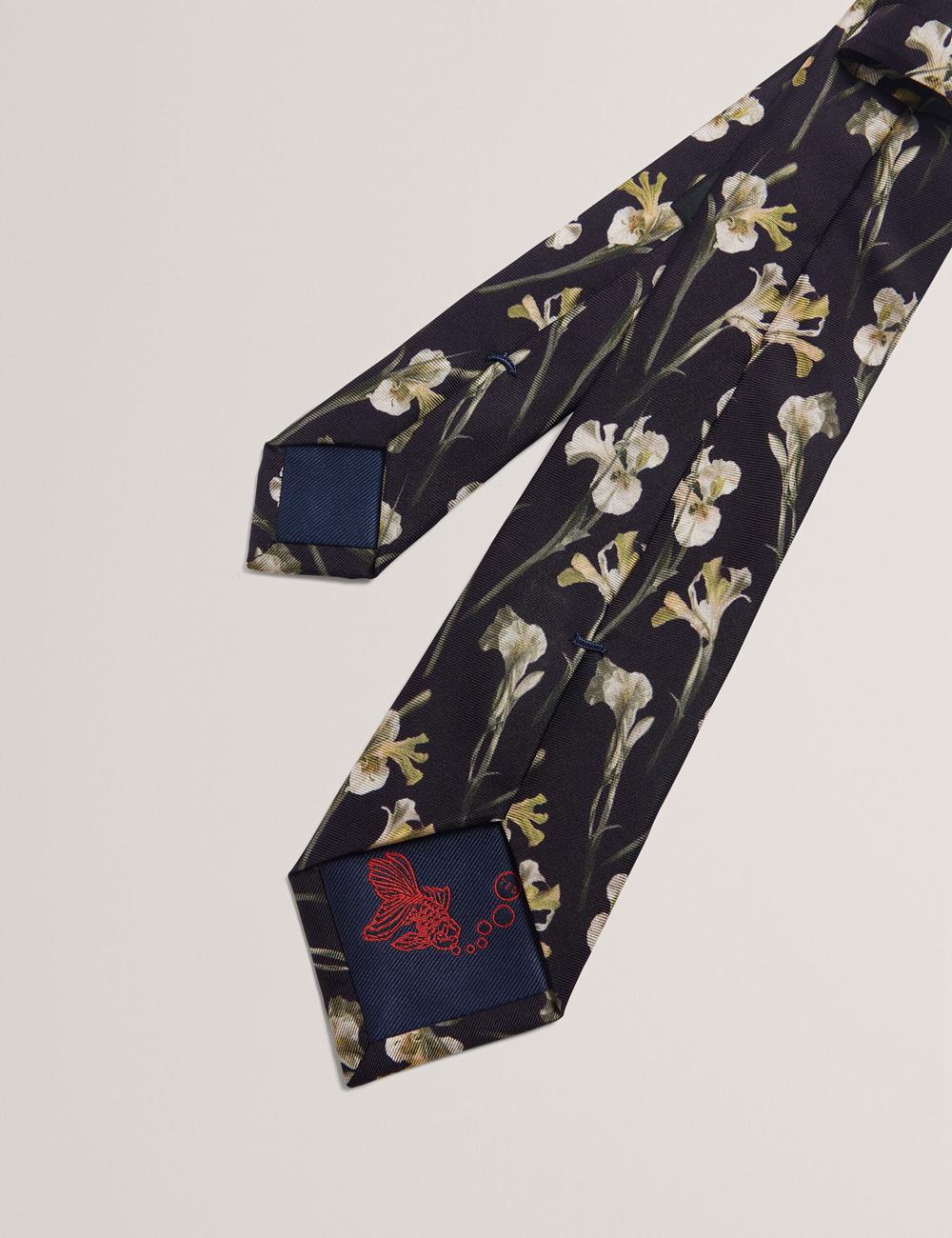 Black Ted Baker FRINTON - Orchid Floral Print Silk Men Ties | Ireland  0289-LRTQE