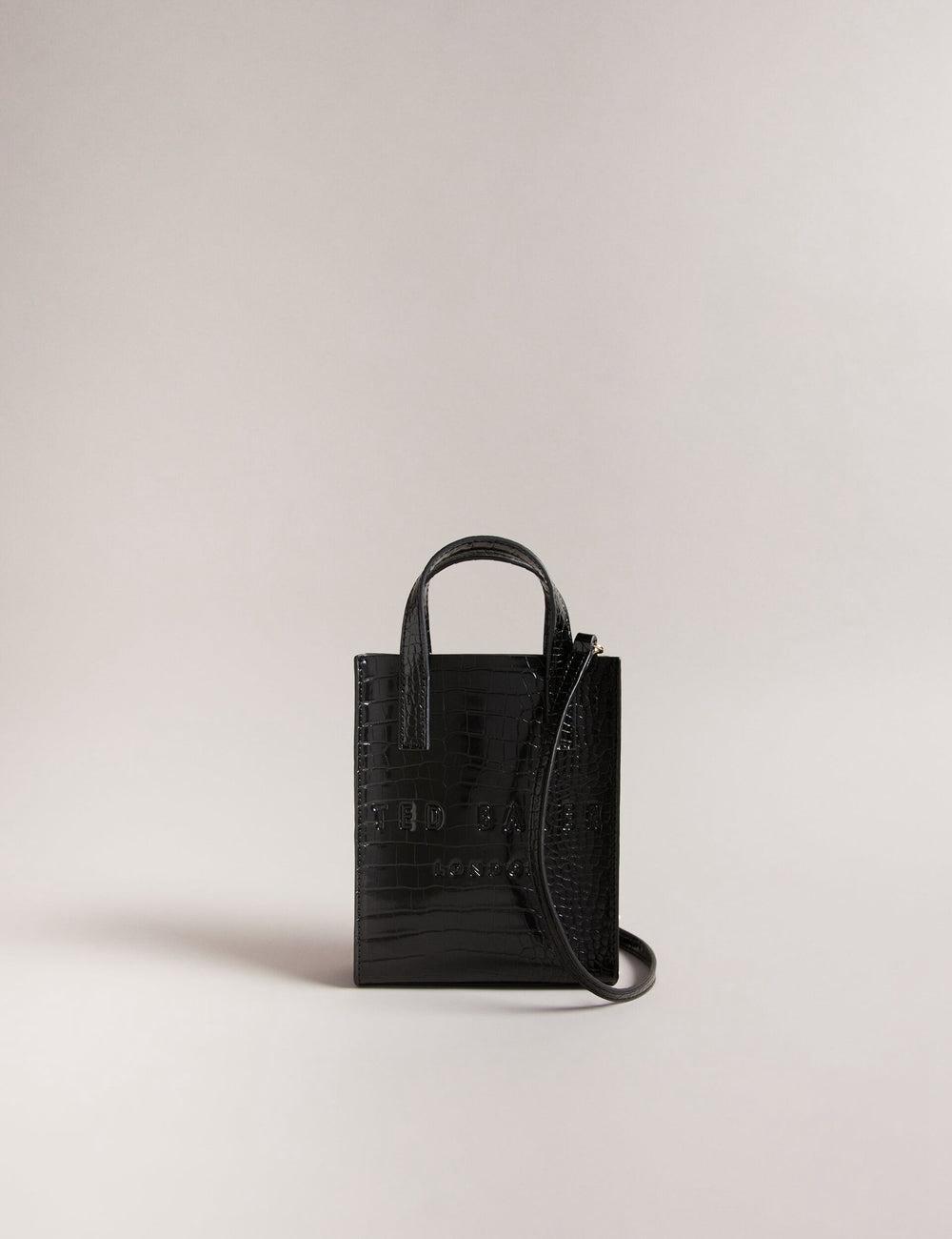 Black Ted Baker GATOCON - Mini Croc Effect Icon Women Tote Bags | Ireland  0152-QLUMJ
