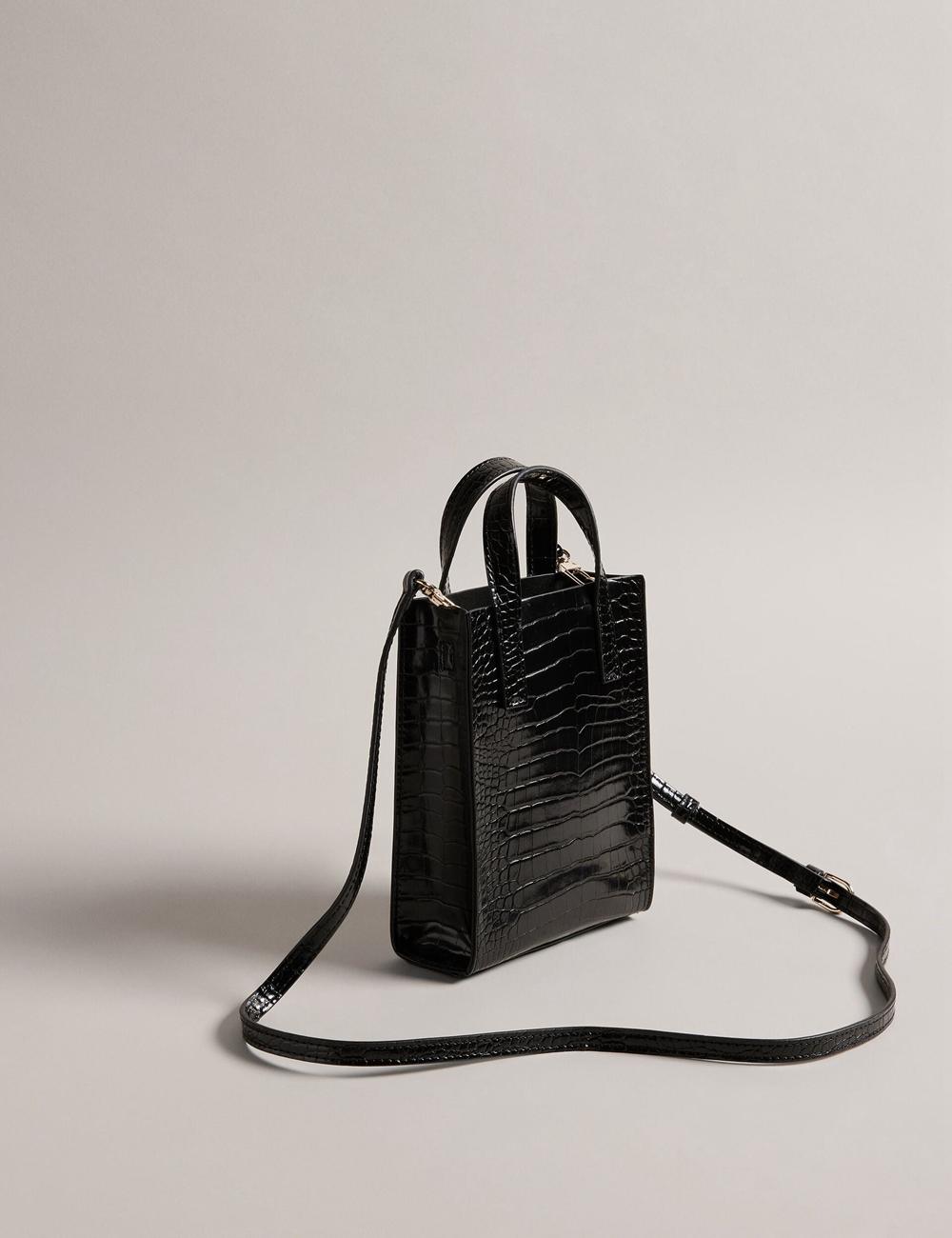 Black Ted Baker GATOCON - Mini Croc Effect Icon Women Tote Bags | Ireland  0152-QLUMJ