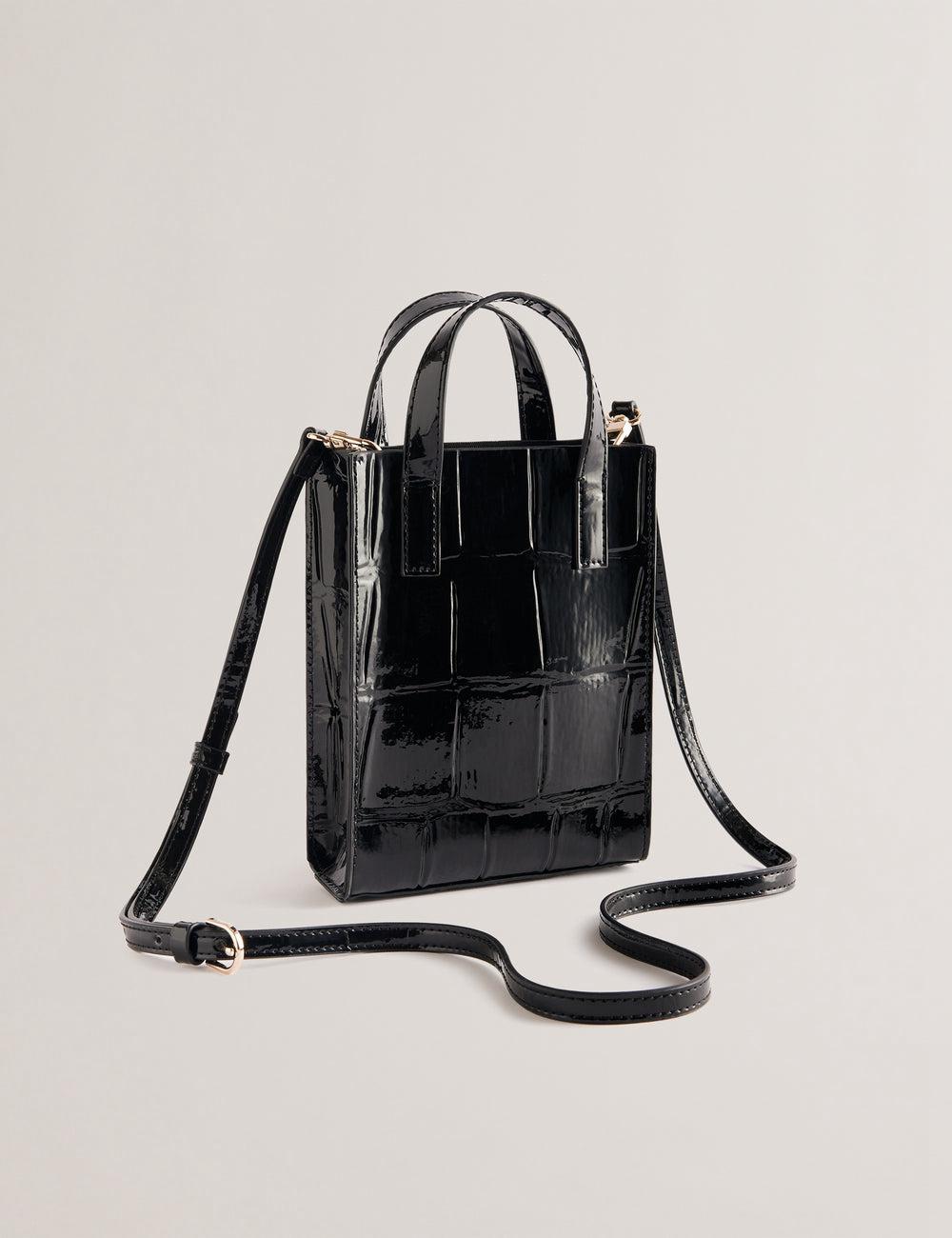 Black Ted Baker GATOCON - Mini Croc Effect Patent Women Tote Bags | Ireland  8735-KXRHM
