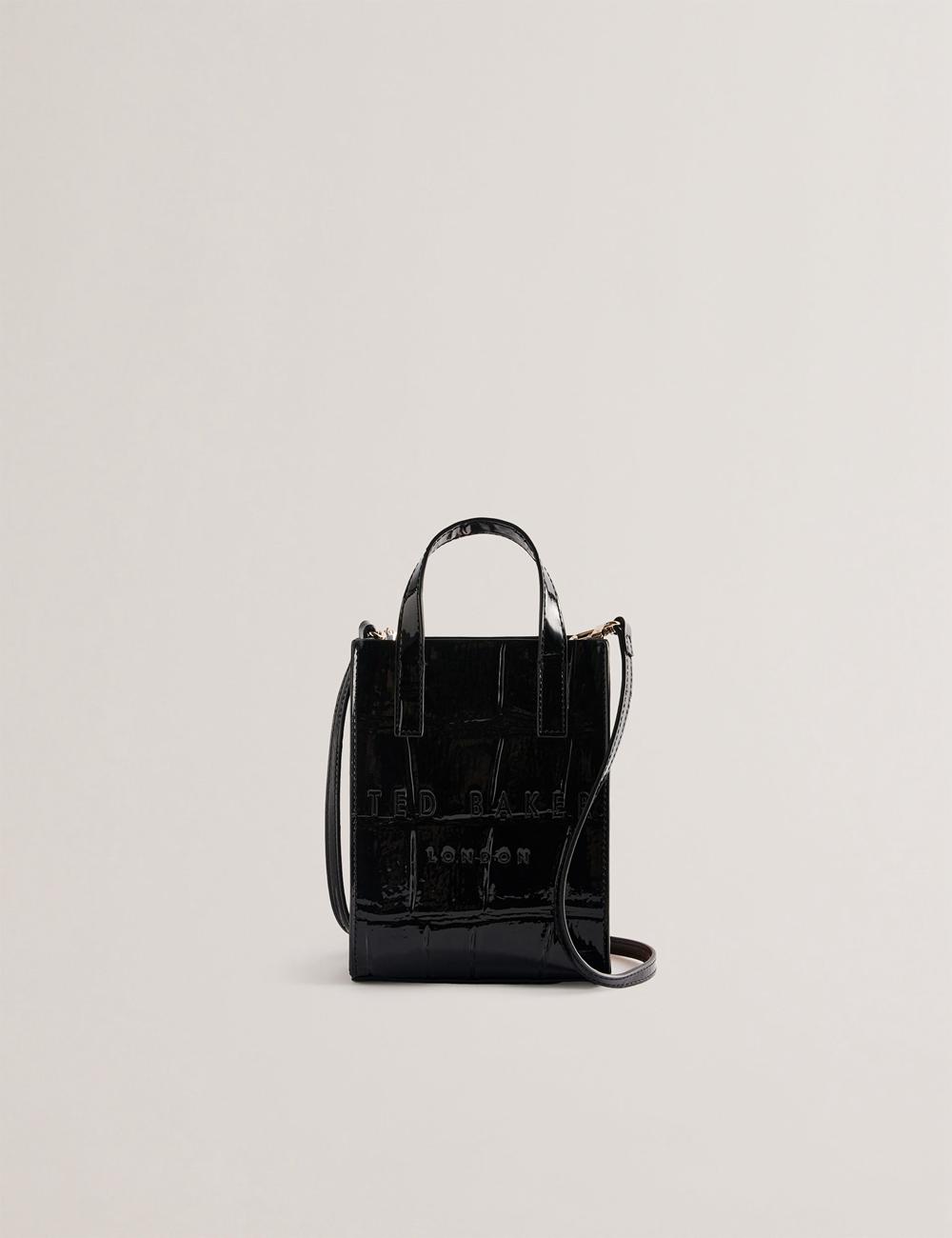 Black Ted Baker GATOCON - Mini Croc Effect Patent Women Tote Bags | Ireland  8735-KXRHM