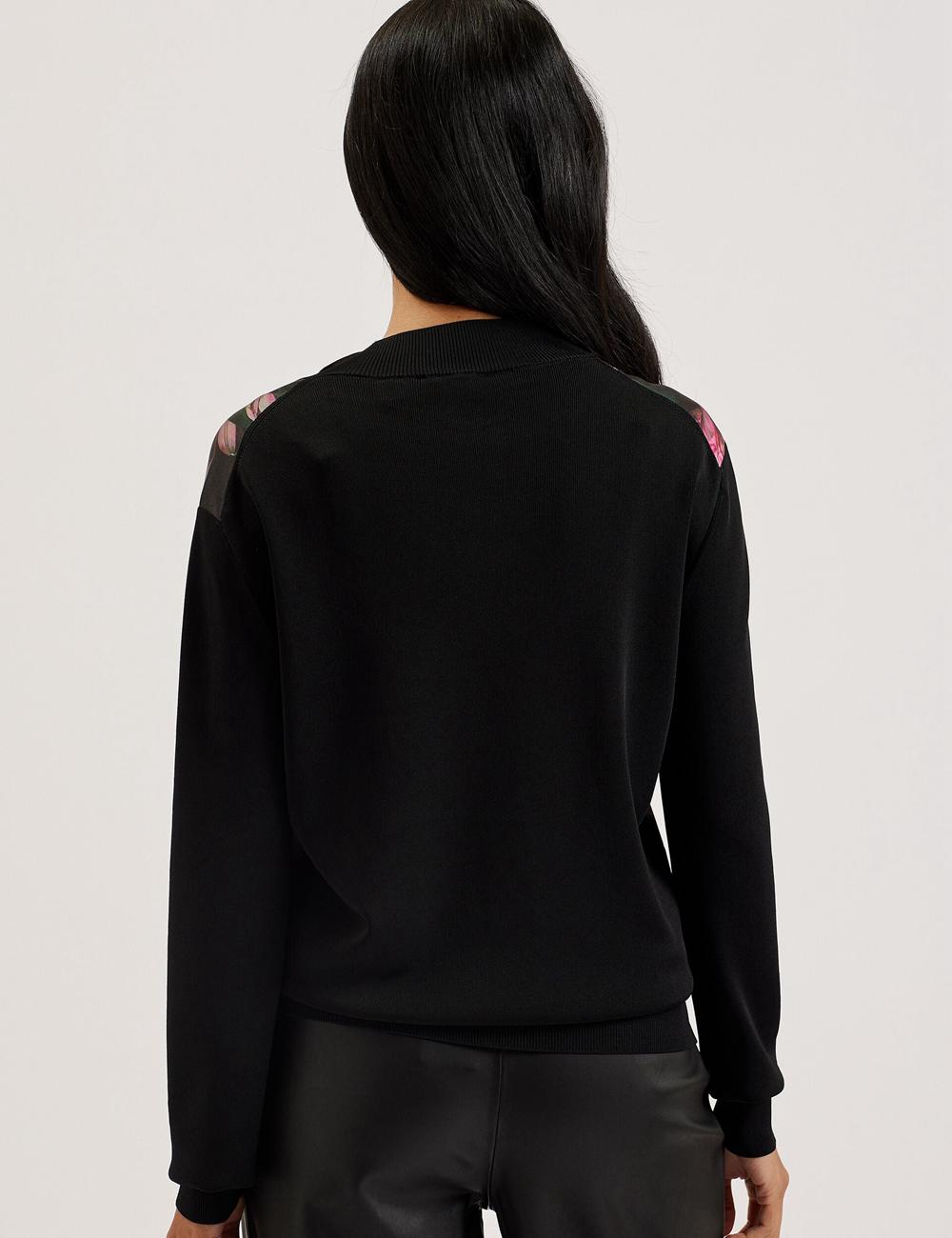 Black Ted Baker GEMHAA - Printed Panel Long Sleeve Women Cardigans | Ireland  7290-ZOPFU