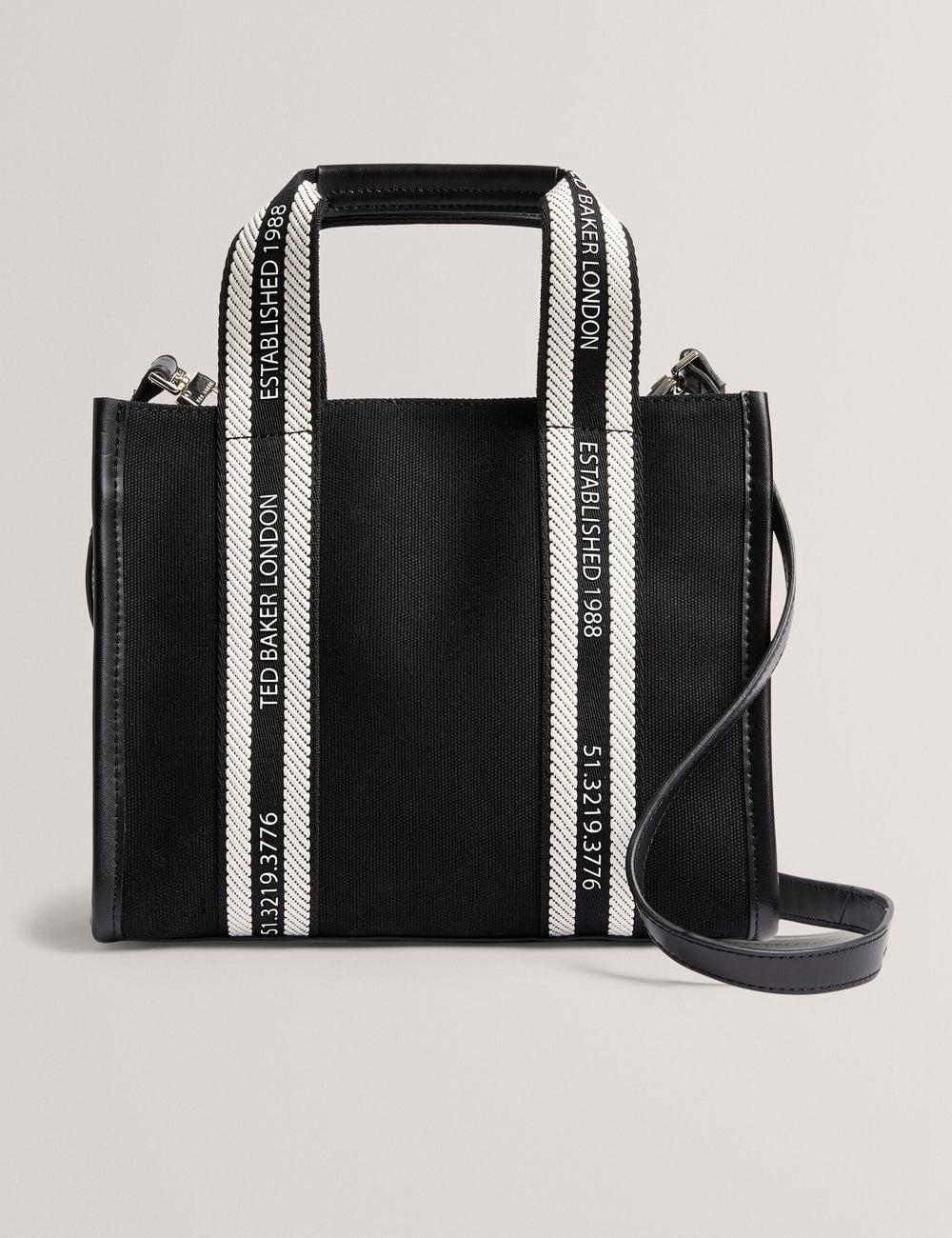 Black Ted Baker GEORJEA - Branded Webbing Canvas Small Women Tote Bags | Ireland  0487-PAROB