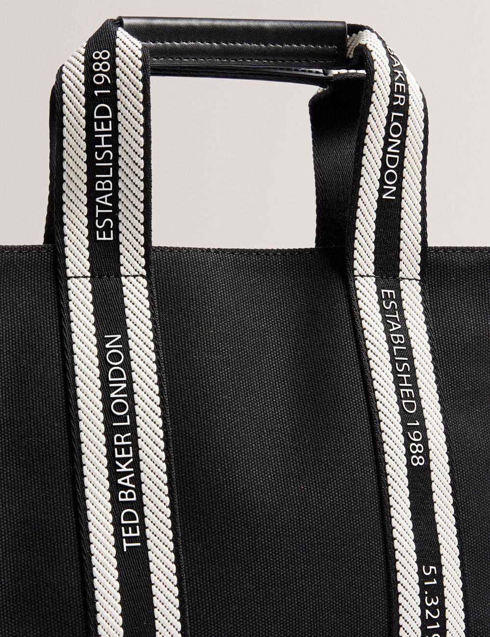 Black Ted Baker GEORJEA - Branded Webbing Canvas Small Women Tote Bags | Ireland  0487-PAROB