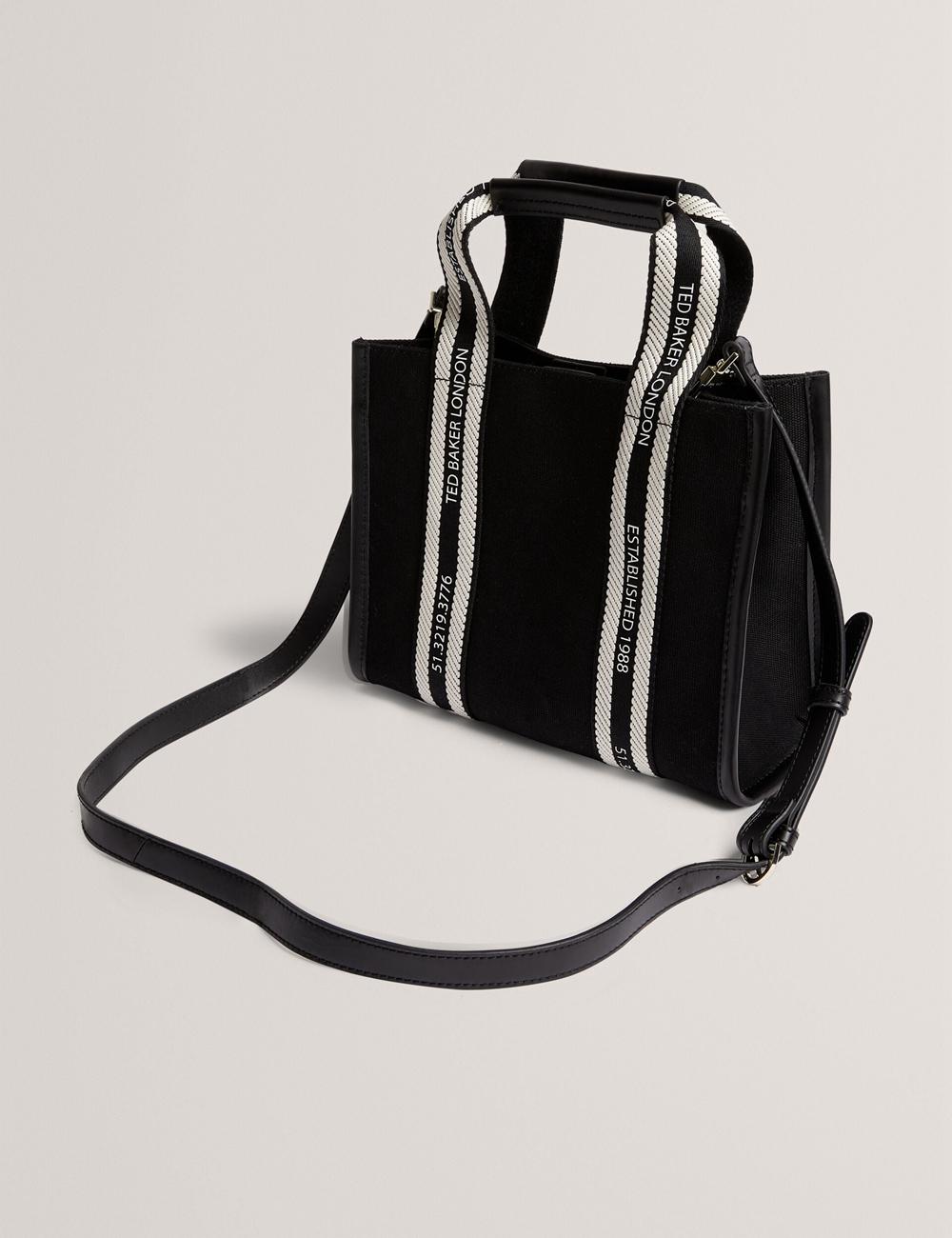 Black Ted Baker GEORJEA - Branded Webbing Canvas Small Women Tote Bags | Ireland  0487-PAROB