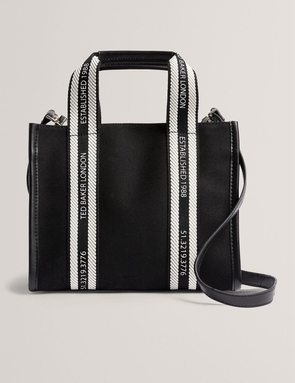 Black Ted Baker GEORJEA - Branded Webbing Canvas Small Women Tote Bags | Ireland  0487-PAROB