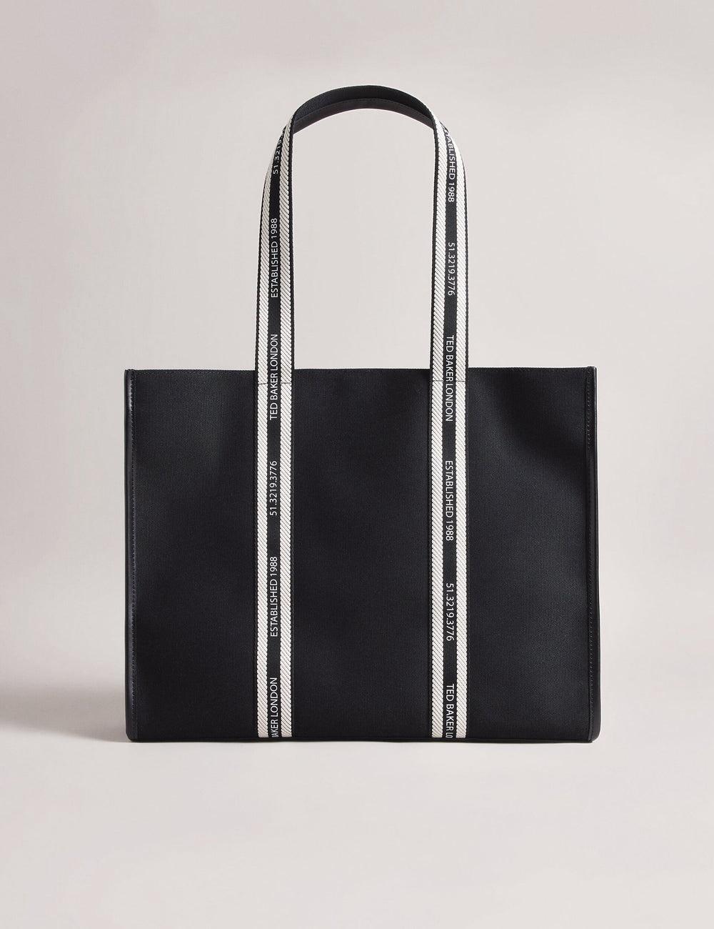 Black Ted Baker GEORJEY - Branded Webbing Canvas Large Women Tote Bags | Ireland  3846-IENYJ