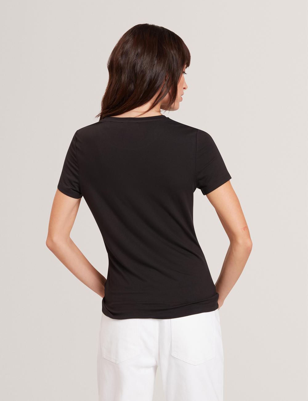 Black Ted Baker GORGAA - Floral Graphic Fitted Short Sleeve Women T-Shirts | Ireland  1472-EUGIN