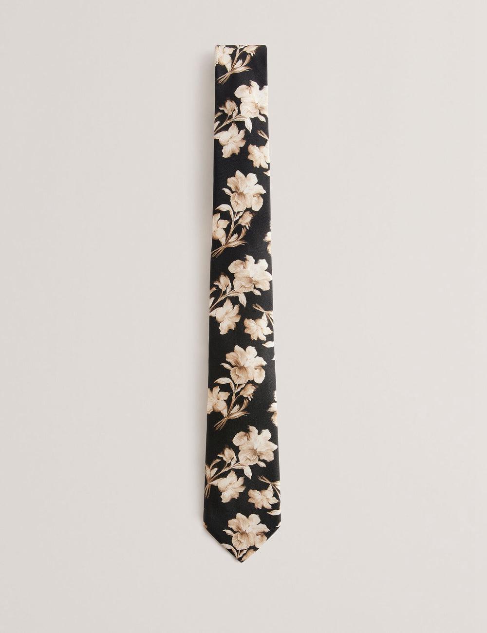Black Ted Baker GOULDE - Two Tone Floral Print Silk Men Ties | Ireland  7056-NVWJE