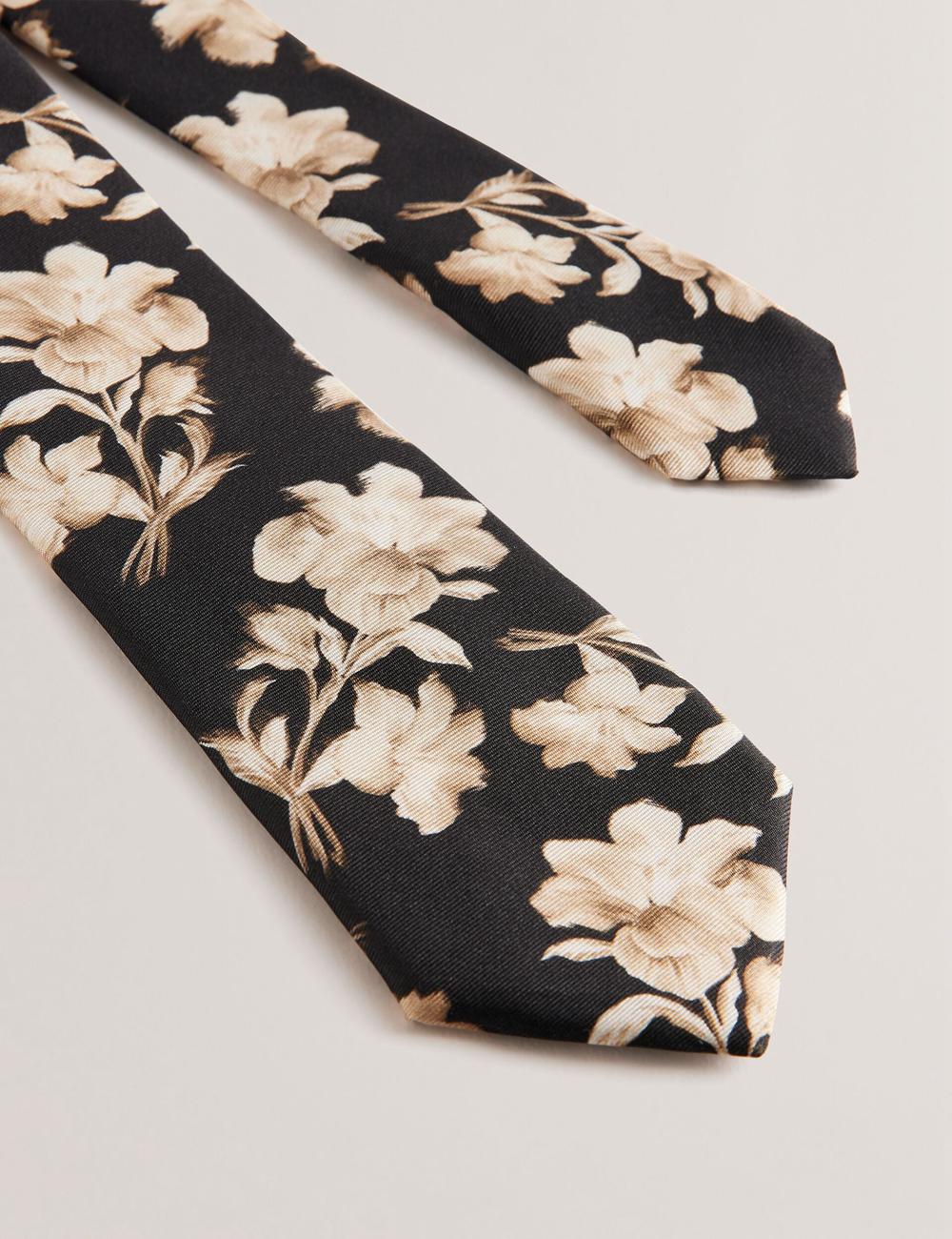 Black Ted Baker GOULDE - Two Tone Floral Print Silk Men Ties | Ireland  7056-NVWJE