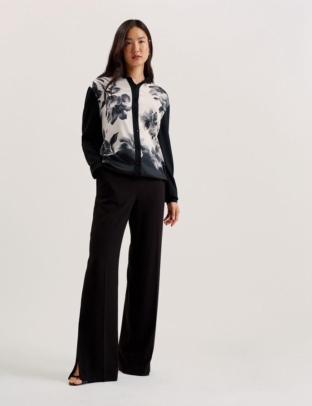 Black Ted Baker GWEENN - Monochrome Print Woven Front Women Cardigans | Ireland  0192-XQLYB