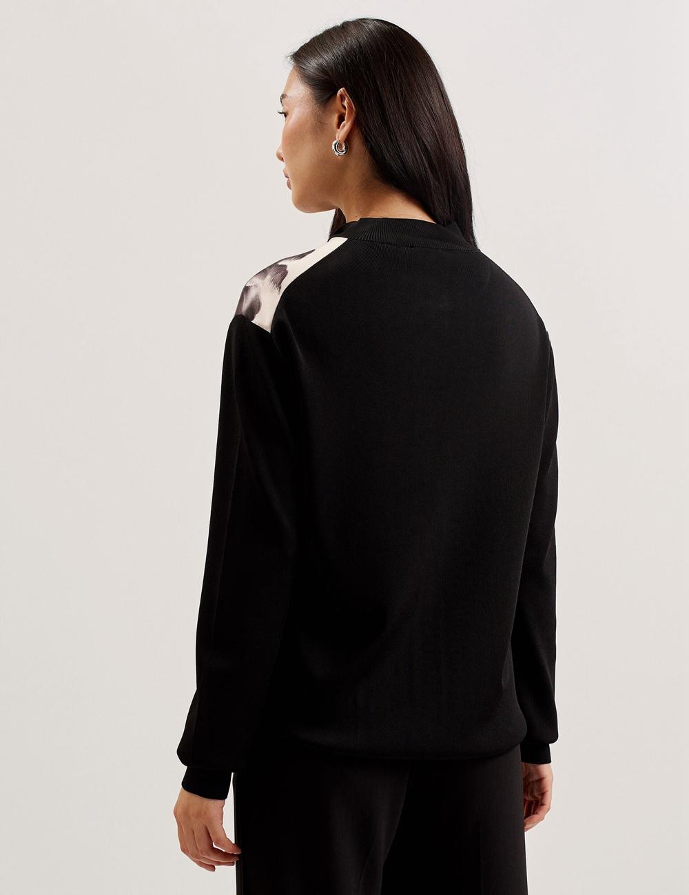 Black Ted Baker GWEENN - Monochrome Print Woven Front Women Cardigans | Ireland  0192-XQLYB