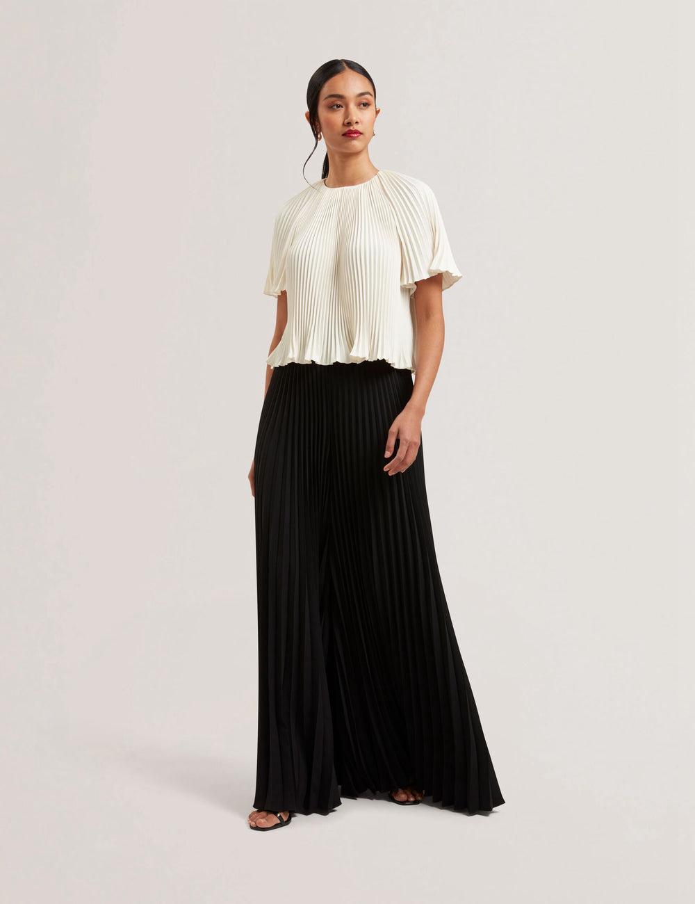 Black Ted Baker HARYX - Pleated Wide Leg Palazzo Women Trousers | Ireland  2158-UCKGV