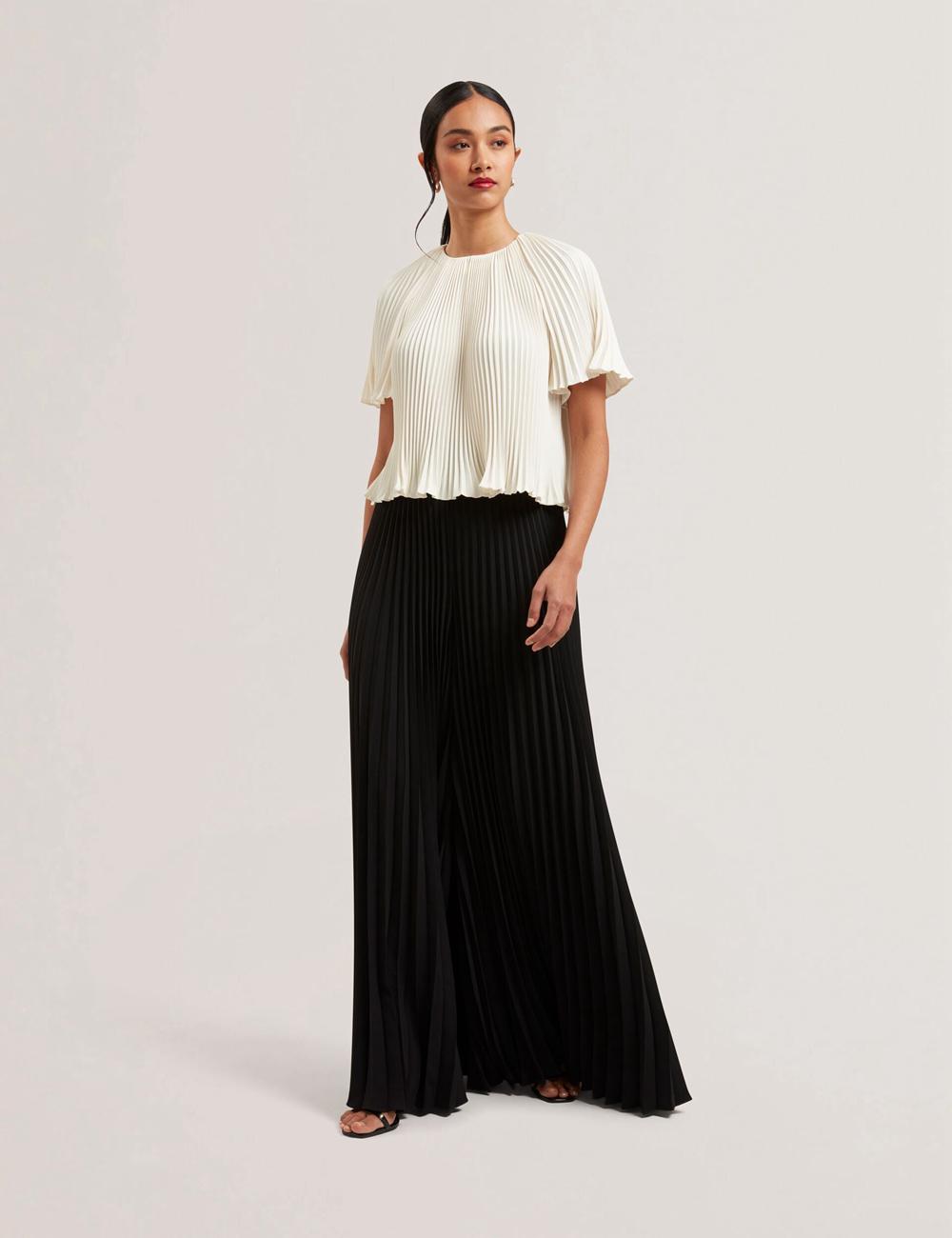 Black Ted Baker HARYX - Pleated Wide Leg Palazzo Women Trousers | Ireland  2158-UCKGV