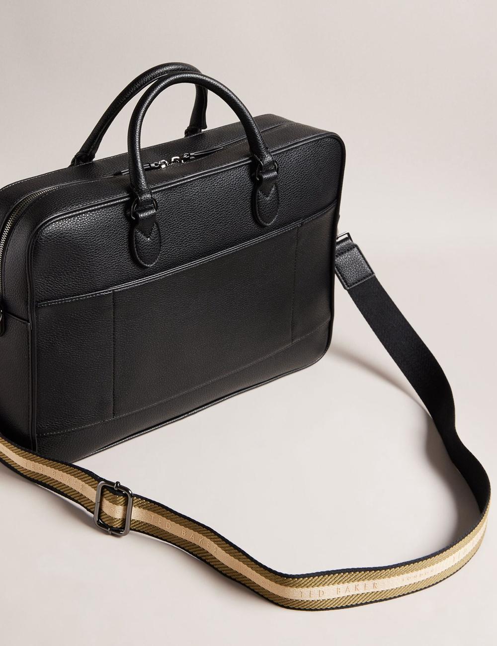 Black Ted Baker KADEN - Branded Webbing PU Leather Document Men Shoulder Bags | Ireland  4138-LFIJY