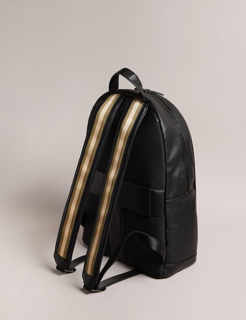 Black Ted Baker KAILEB - Webbing Strap Faux Leather Men Backpacks | Ireland  6784-NLAME