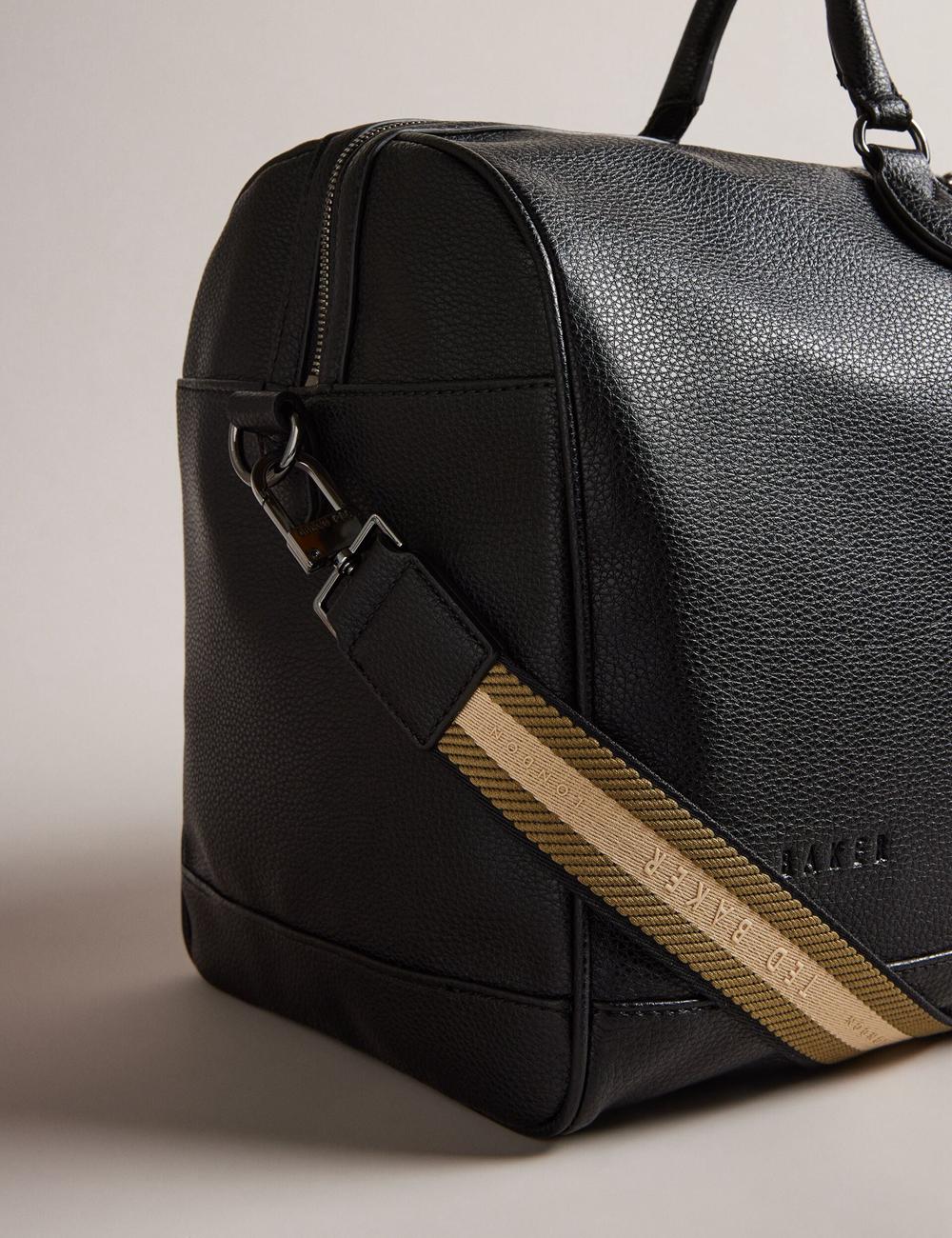 Black Ted Baker KALVIN - Webbing Faux Leather Men Holdall Bags | Ireland  9168-OEVAD