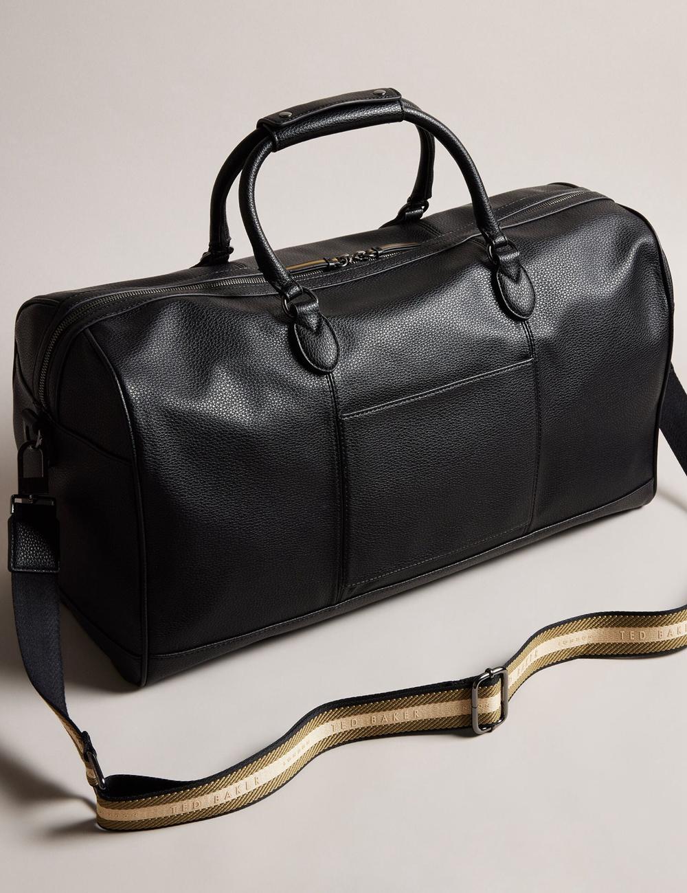 Black Ted Baker KALVIN - Webbing Faux Leather Men Holdall Bags | Ireland  9168-OEVAD