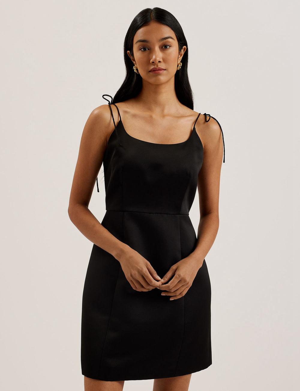 Black Ted Baker KAVALA - Strap Square Neck Women Mini Dresses | Ireland  5362-HWIJA
