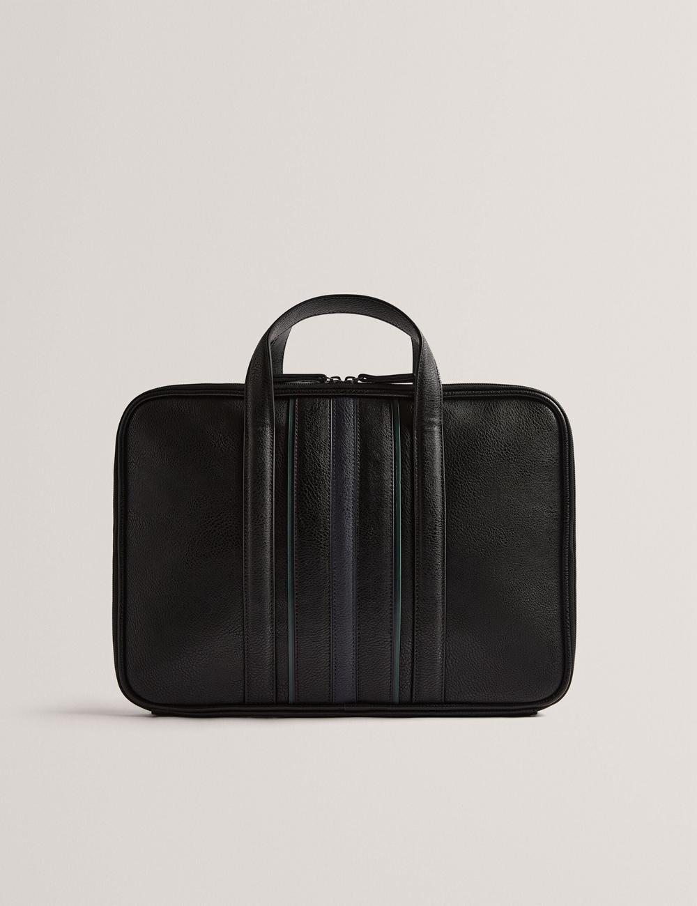 Black Ted Baker KEDRIK - Stripe Detail Faux Leather Men Document Bags | Ireland  8503-QSWNJ