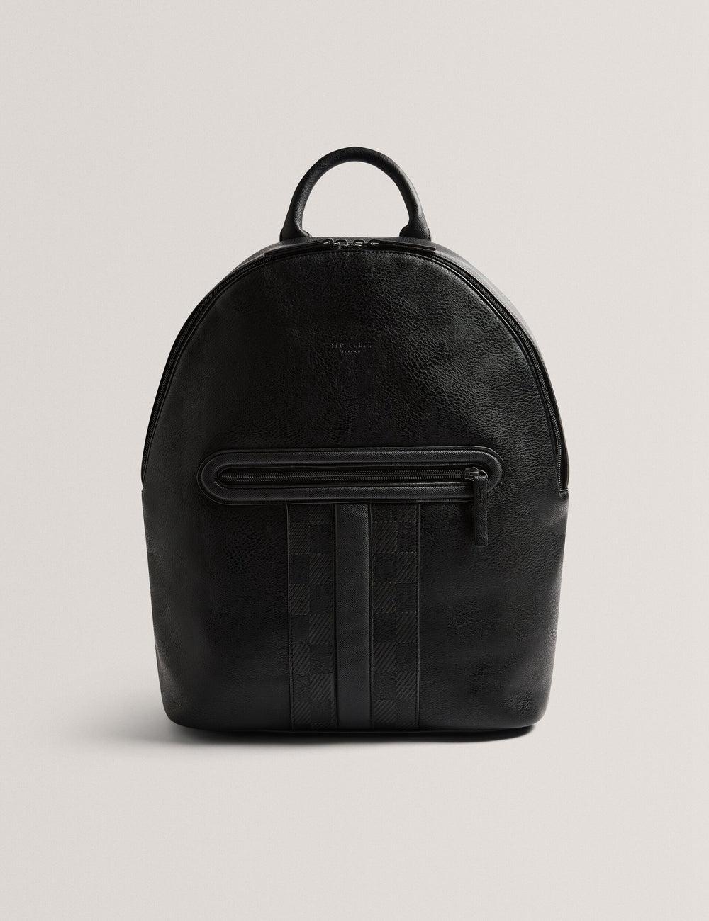 Black Ted Baker KEIIGAN - Striped Panel PU Reporter Men Backpacks | Ireland  2540-METIU