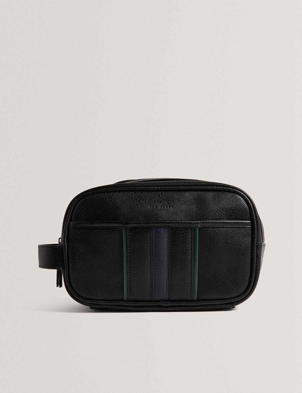 Black Ted Baker KEILAB - Faux Leather Striped Panel Men Wash Bags | Ireland  0587-FVZKI