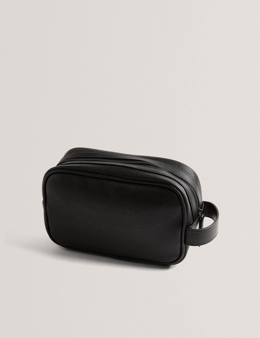 Black Ted Baker KEILAB - Faux Leather Striped Panel Men Wash Bags | Ireland  0587-FVZKI