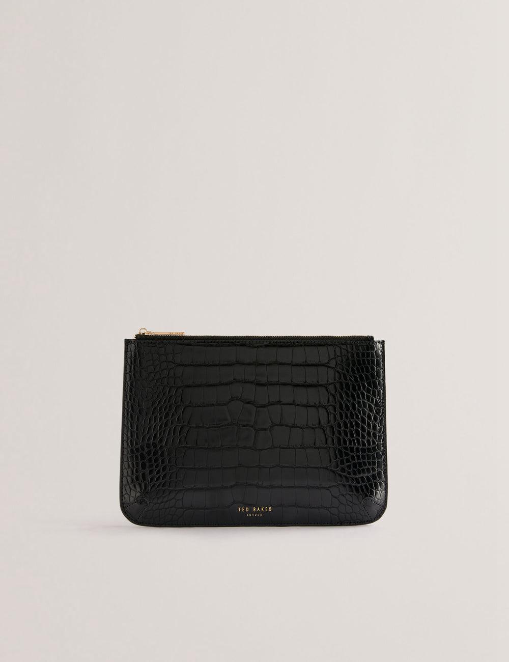 Black Ted Baker KELLIII - Croc Texture Passport Cover And Travel Pouch Travel Women Wallets | Ireland  5863-JEOWG
