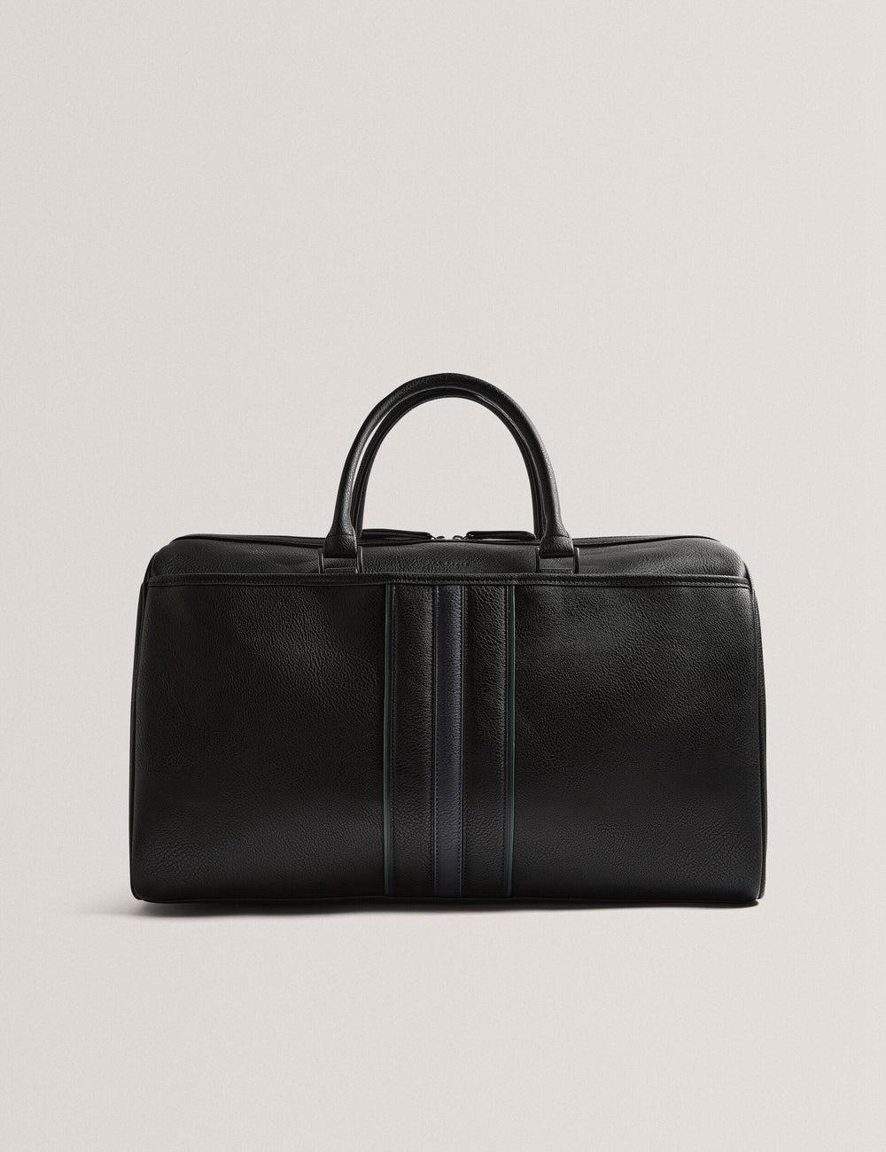 Black Ted Baker KELVIN - Striped Panel Faux Leather Men Holdall Bags | Ireland  7409-EZMTK