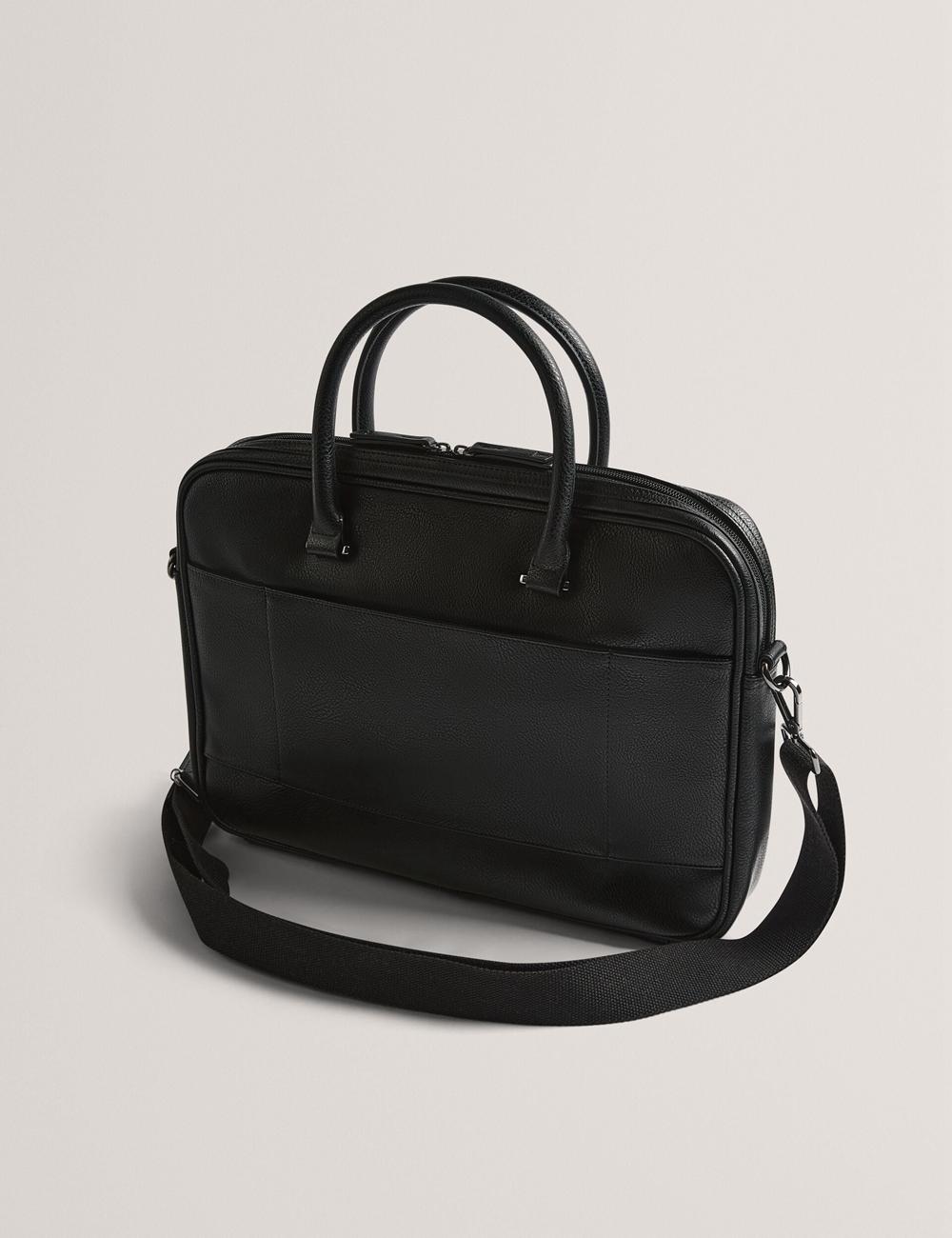 Black Ted Baker KENRIIK - Faux Leather Striped Panel Men Document Bags | Ireland  2753-ITKXC