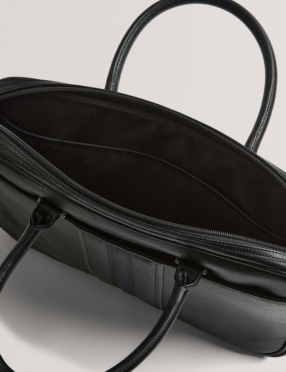 Black Ted Baker KENRIIK - Faux Leather Striped Panel Men Document Bags | Ireland  2753-ITKXC