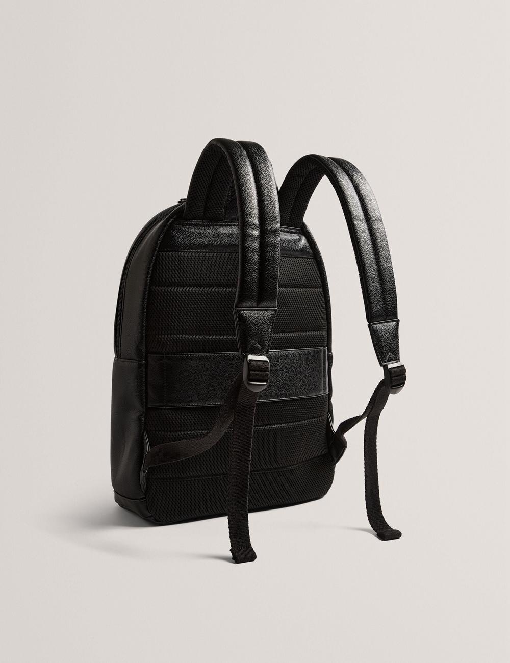 Black Ted Baker KEVIIN - Faux Leather Striped Panel Men Backpacks | Ireland  3194-AIYKW