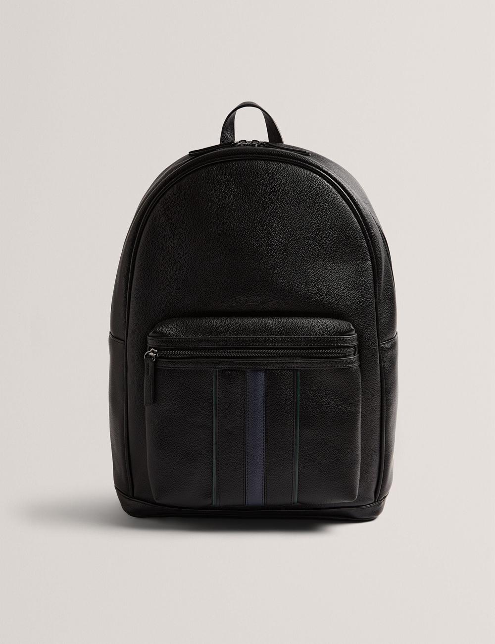 Black Ted Baker KEVIIN - Faux Leather Striped Panel Men Backpacks | Ireland  3194-AIYKW
