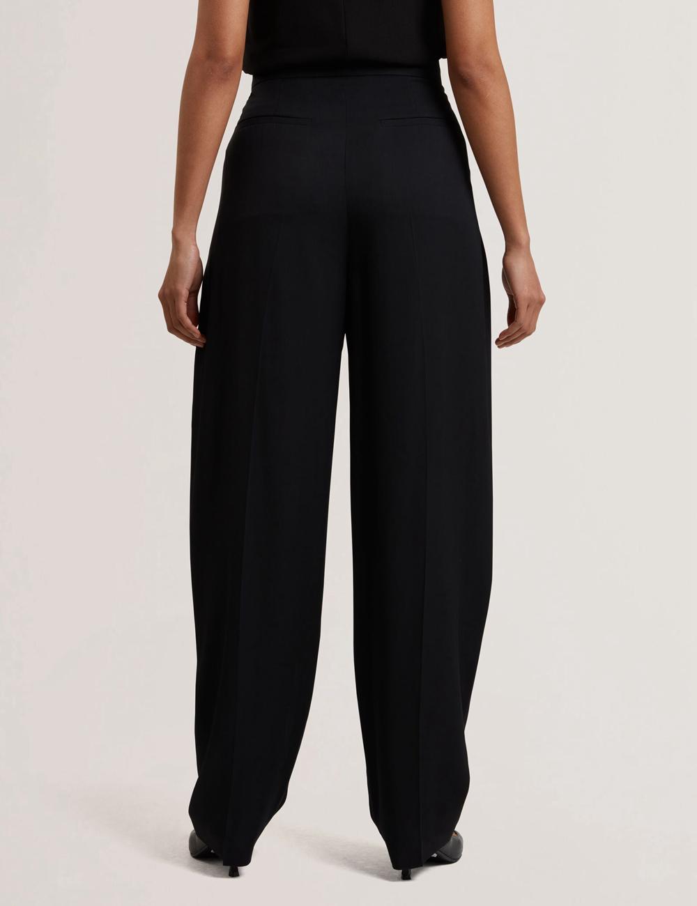 Black Ted Baker KIOLLI - Wool Blend Barrel Leg Tailored Women Trousers | Ireland  2583-XOWJC