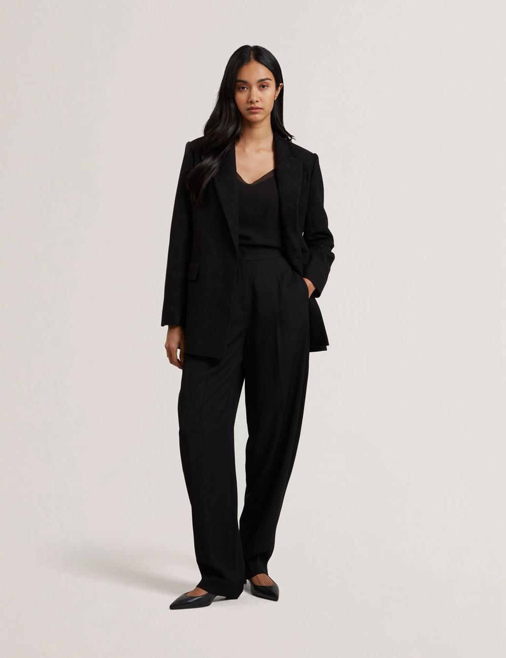 Black Ted Baker KIOLLI - Wool Blend Barrel Leg Tailored Women Trousers | Ireland  2583-XOWJC