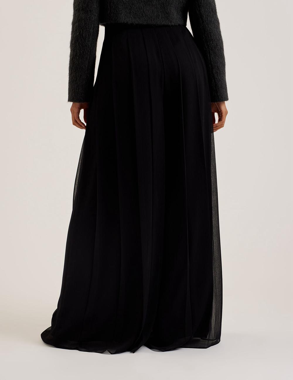 Black Ted Baker KOKUTO - Chiffon Pleated Wide Leg Palazzo Women Trousers | Ireland  2614-MTDEA