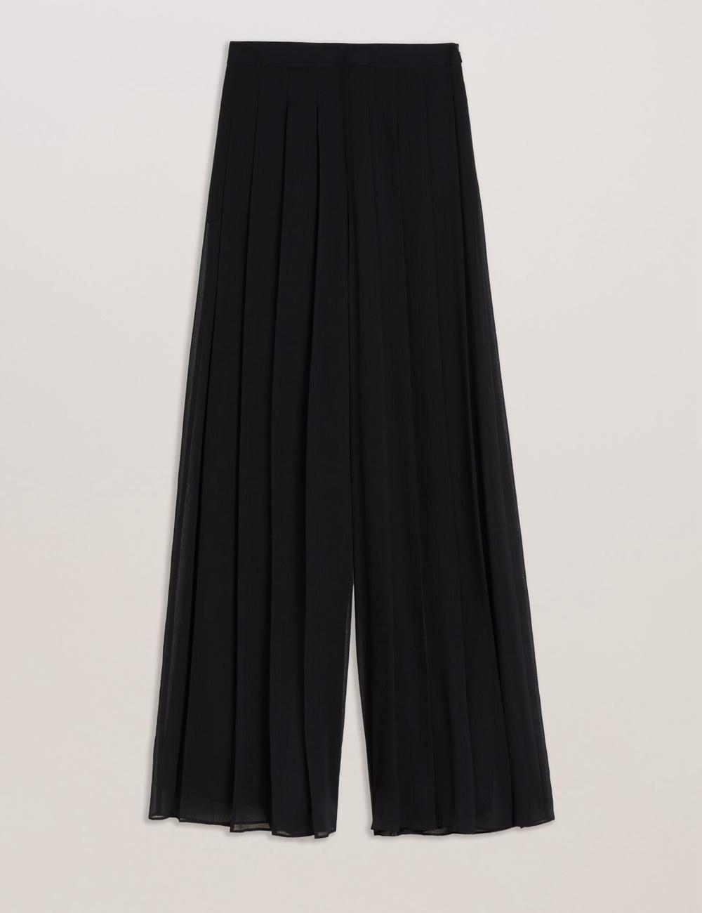 Black Ted Baker KOKUTO - Chiffon Pleated Wide Leg Palazzo Women Trousers | Ireland  2614-MTDEA