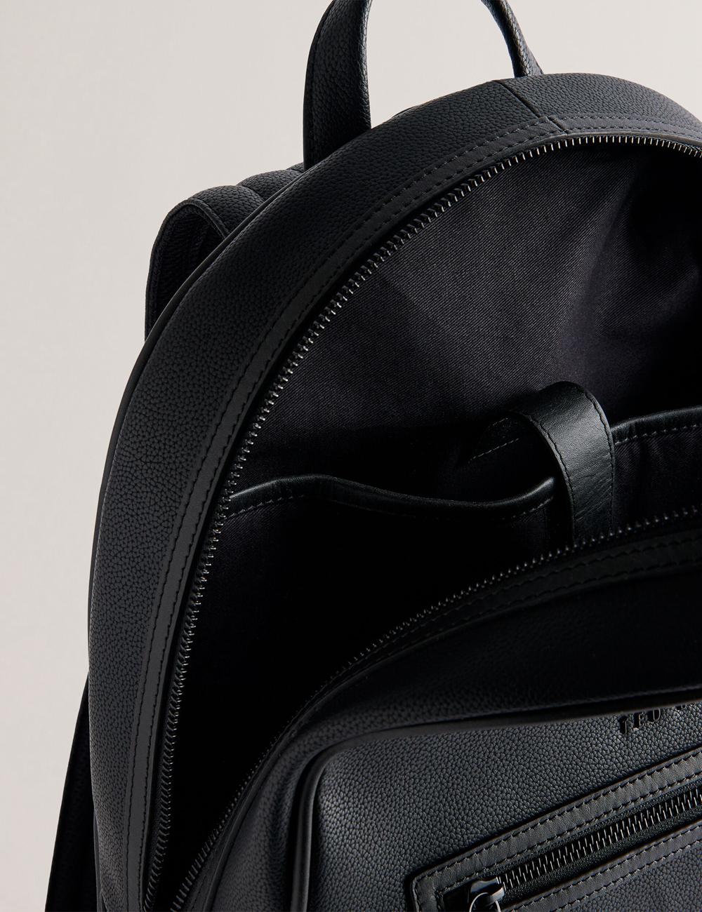 Black Ted Baker LANSEN - Textured Bonded Leather Men Backpacks | Ireland  3519-QNIAZ