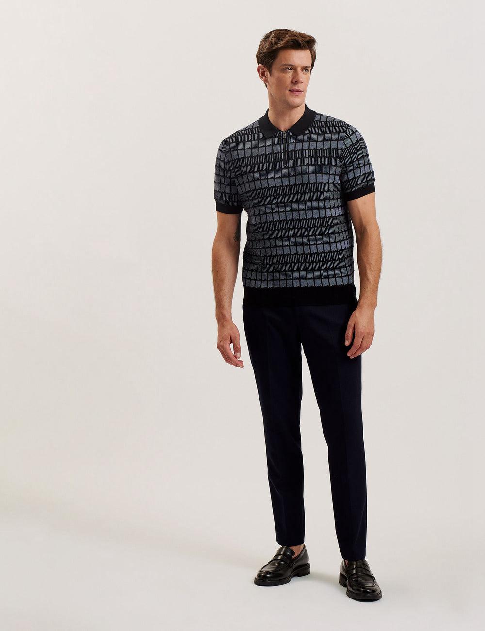 Black Ted Baker LEVERS - Ombre Jacquard Zip Neck Men Polos Shirts | Ireland  1834-KSTBD