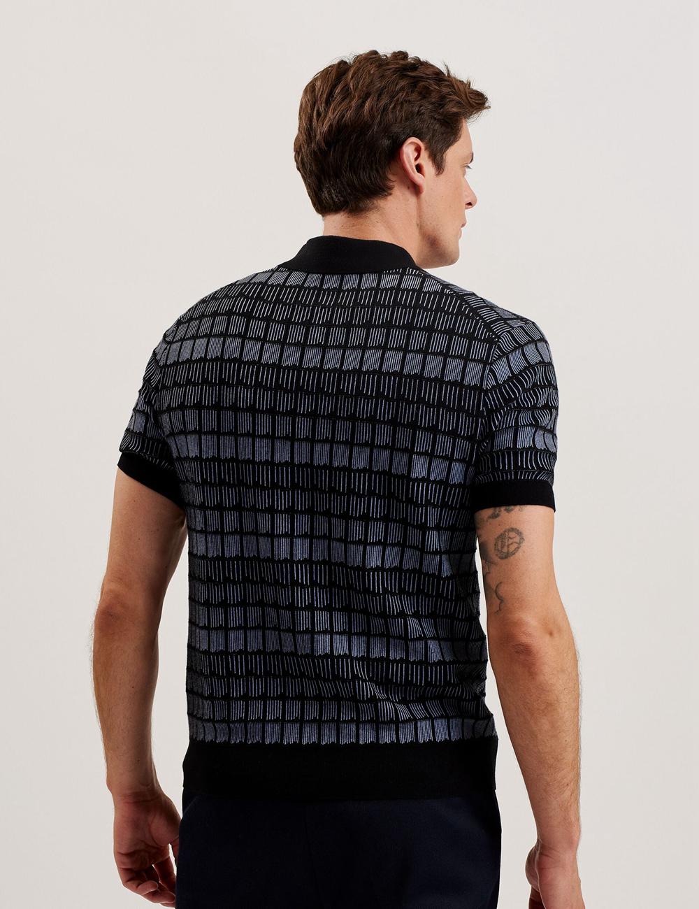 Black Ted Baker LEVERS - Ombre Jacquard Zip Neck Men Polos Shirts | Ireland  1834-KSTBD