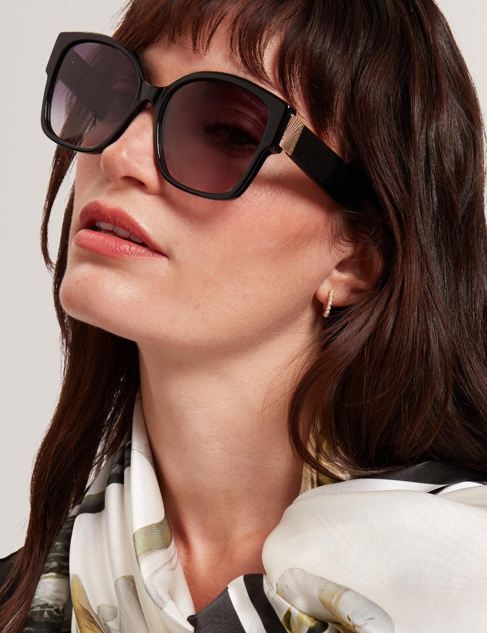 Black Ted Baker LINIA - Oversized Square Hardware Detail Women Sunglasses | Ireland  2481-PUKIY