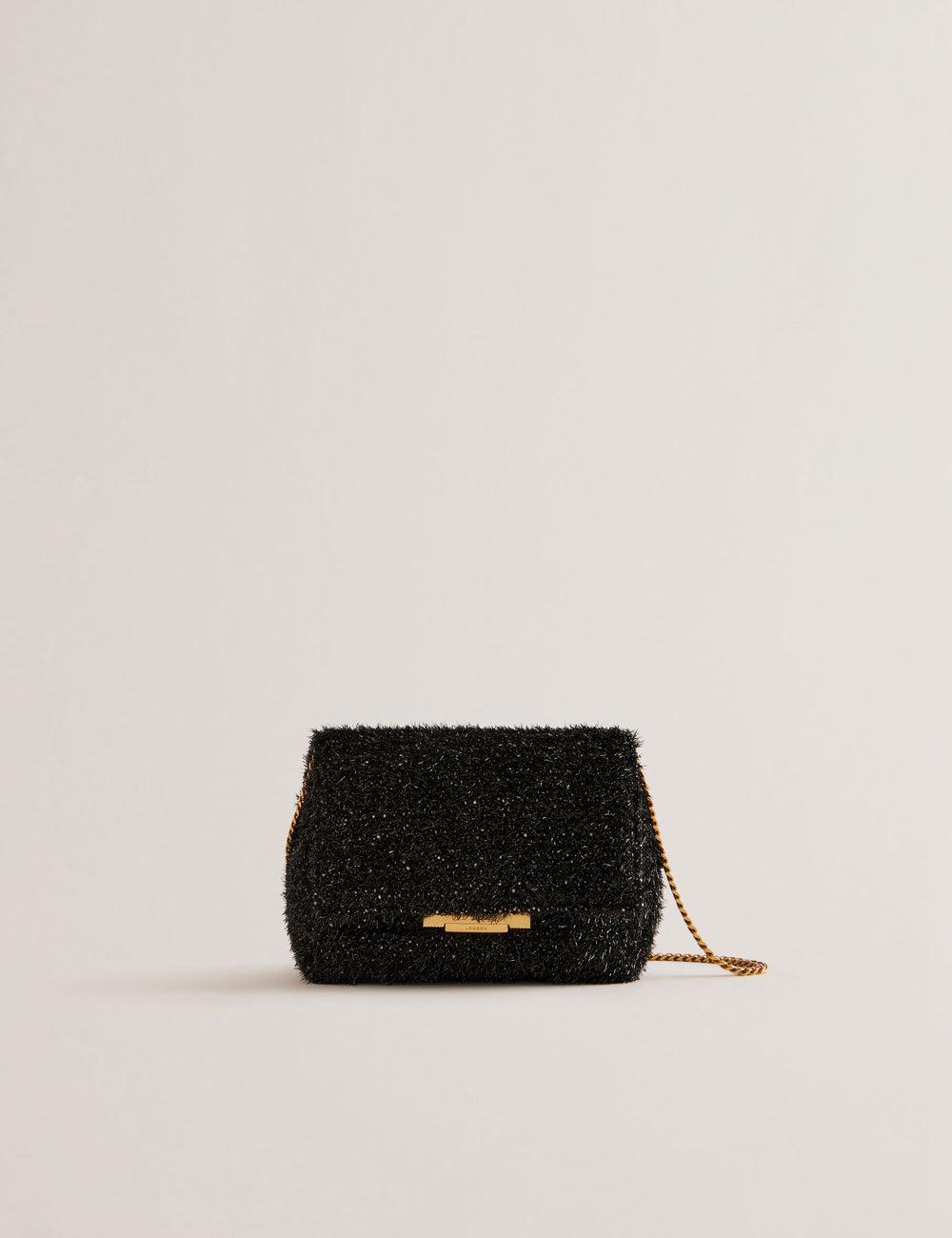 Black Ted Baker LIYLAH - Metallic Tinsel Fold Over Women Crossbody Bags | Ireland  6745-ODUEQ