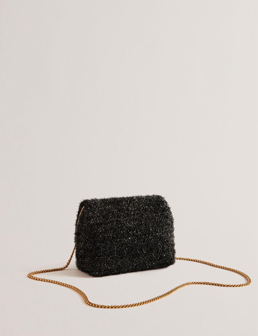 Black Ted Baker LIYLAH - Metallic Tinsel Fold Over Women Crossbody Bags | Ireland  6745-ODUEQ
