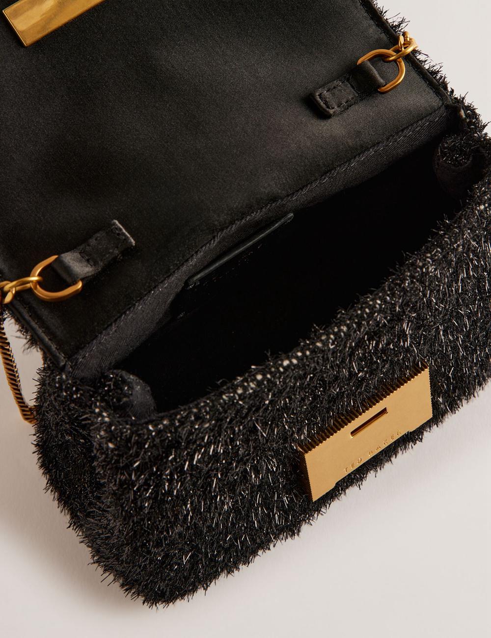 Black Ted Baker LIYLAH - Metallic Tinsel Fold Over Women Crossbody Bags | Ireland  6745-ODUEQ