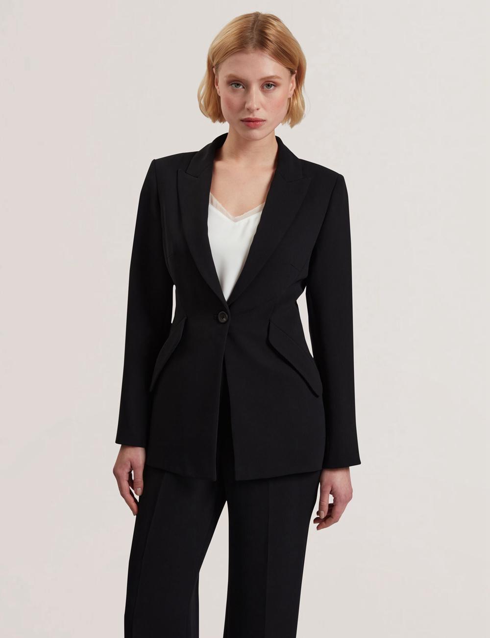 Black Ted Baker MANABL - Slim Fit Single Breasted Tailored Blazer Women Jackets | Ireland  5768-CISYA