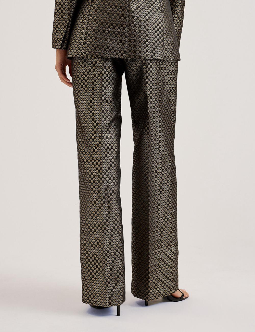 Black Ted Baker MANGUT - Metallic Jacquard Wide Leg Tailored Women Trousers | Ireland  9824-KOTMY