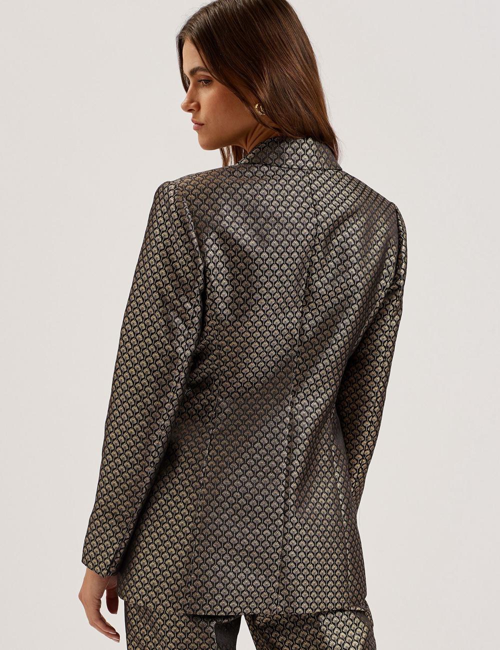 Black Ted Baker MANGU - Tailored Metallic Jacquard Fitted Women Blazers | Ireland  1258-ZMDXT
